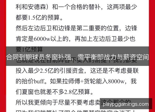 合同到期球员冬窗补强，需平衡即战力与薪资空间